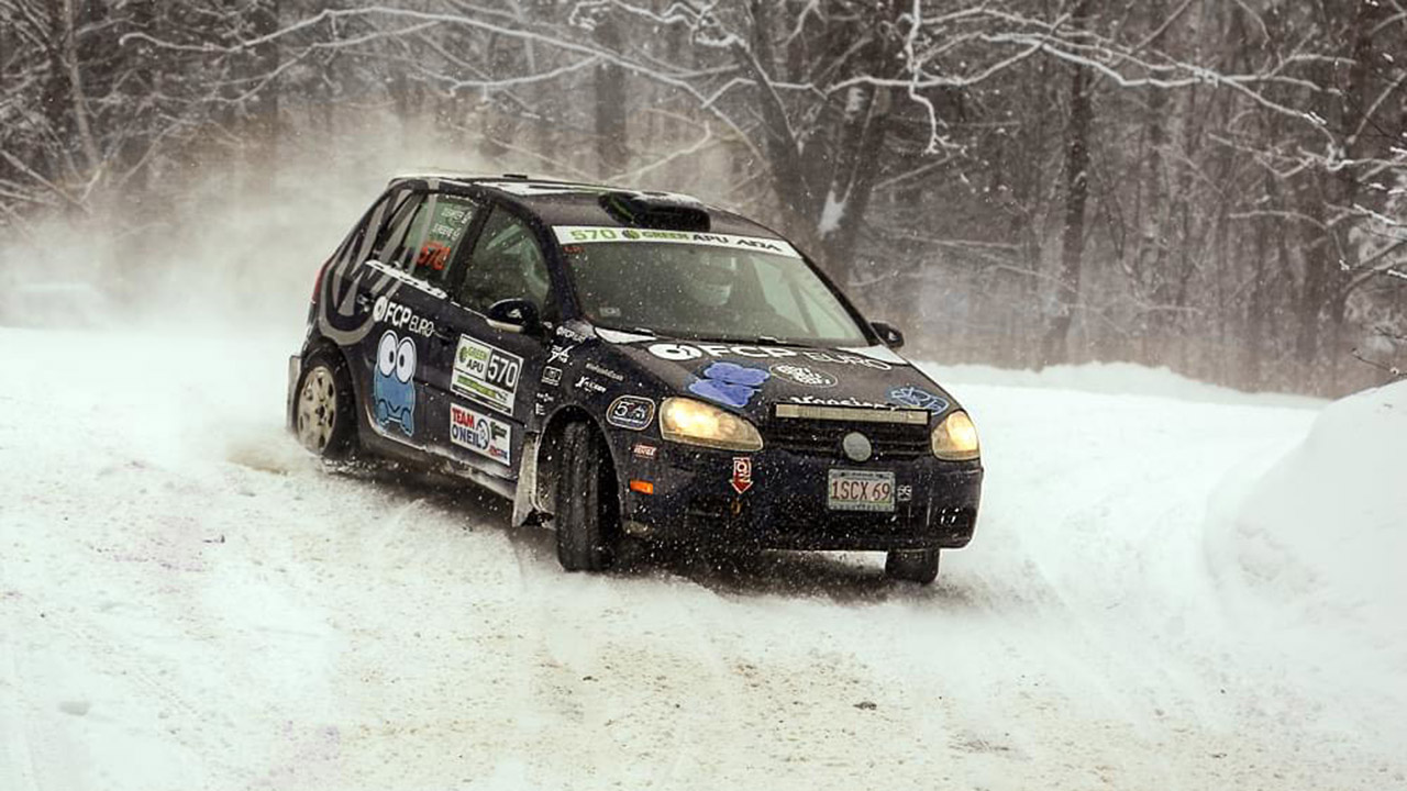 MK5 Golf rally car on snow