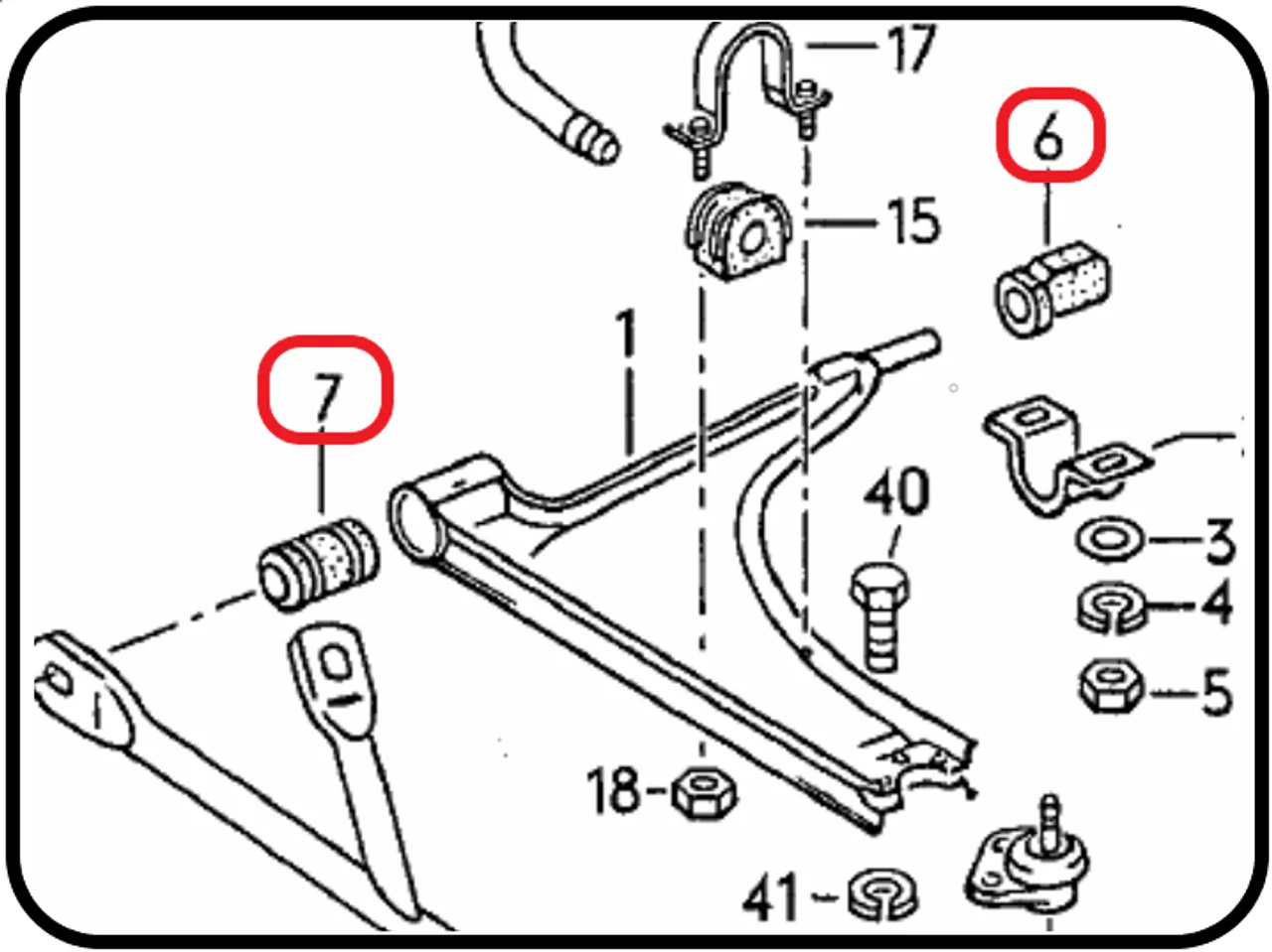 VW MK1 control arm bushings diagram